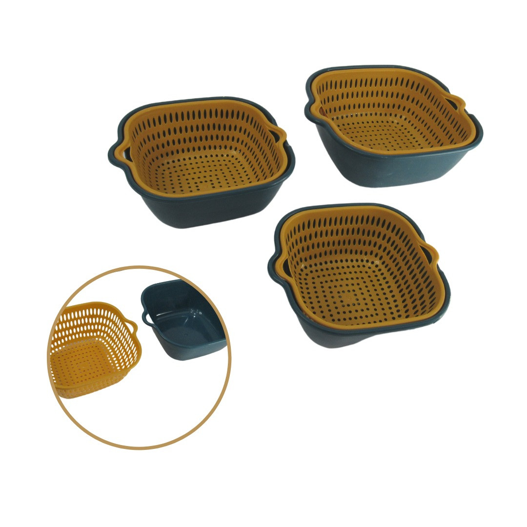 Set de recipientes con escurridor x 3